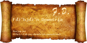 Fábján Demetria névjegykártya